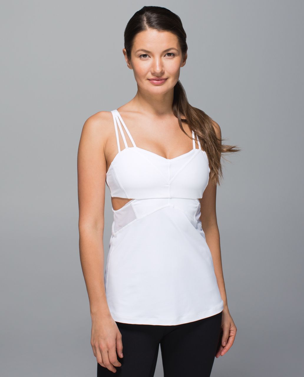 Lululemon Exquisite Tank II Black Mesh Cut Outs Strap… - Gem