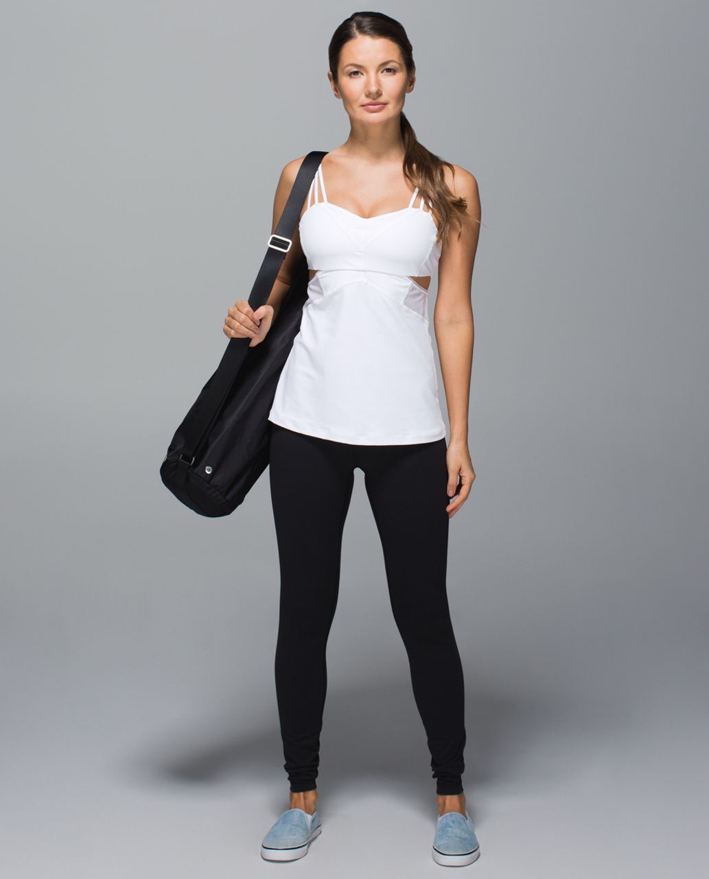 Lululemon Exquisite Tank II Black Mesh Cut Outs Strap… - Gem