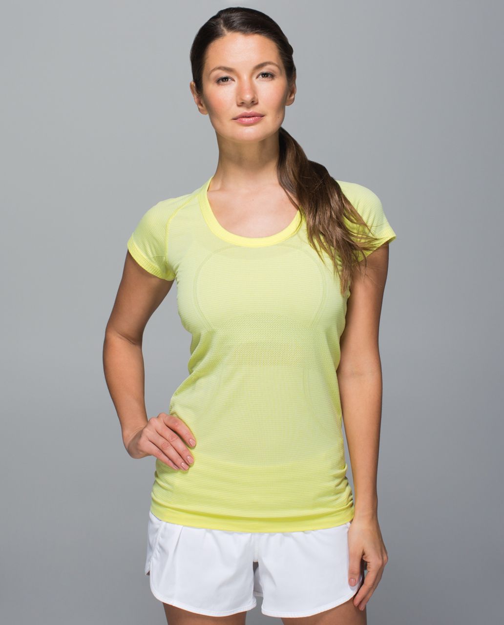 Lululemon Run:  Swiftly Tech Short Sleeve Scoop - Heathered Clarity Yellow