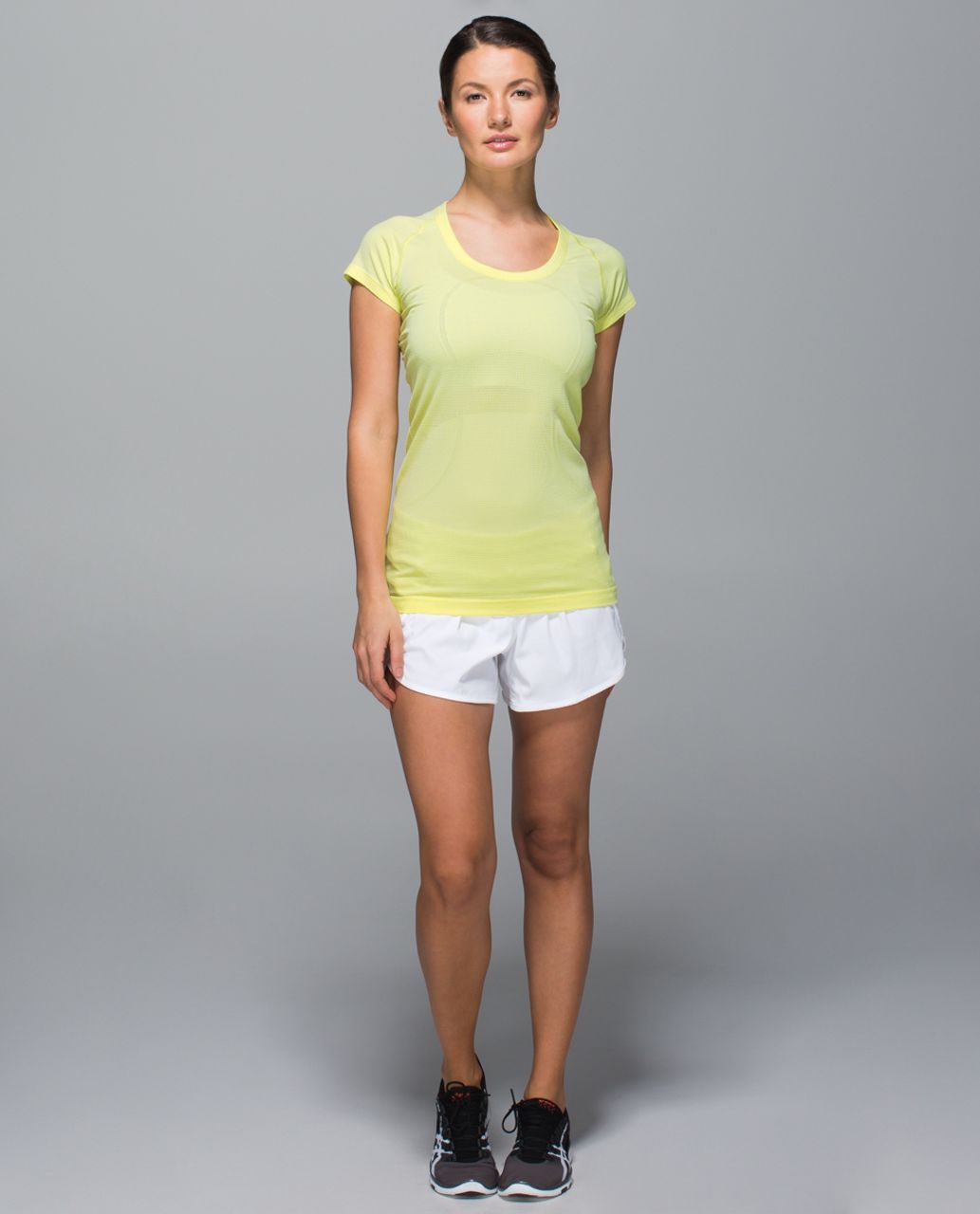 Lululemon Run:  Swiftly Tech Short Sleeve Scoop - Heathered Clarity Yellow