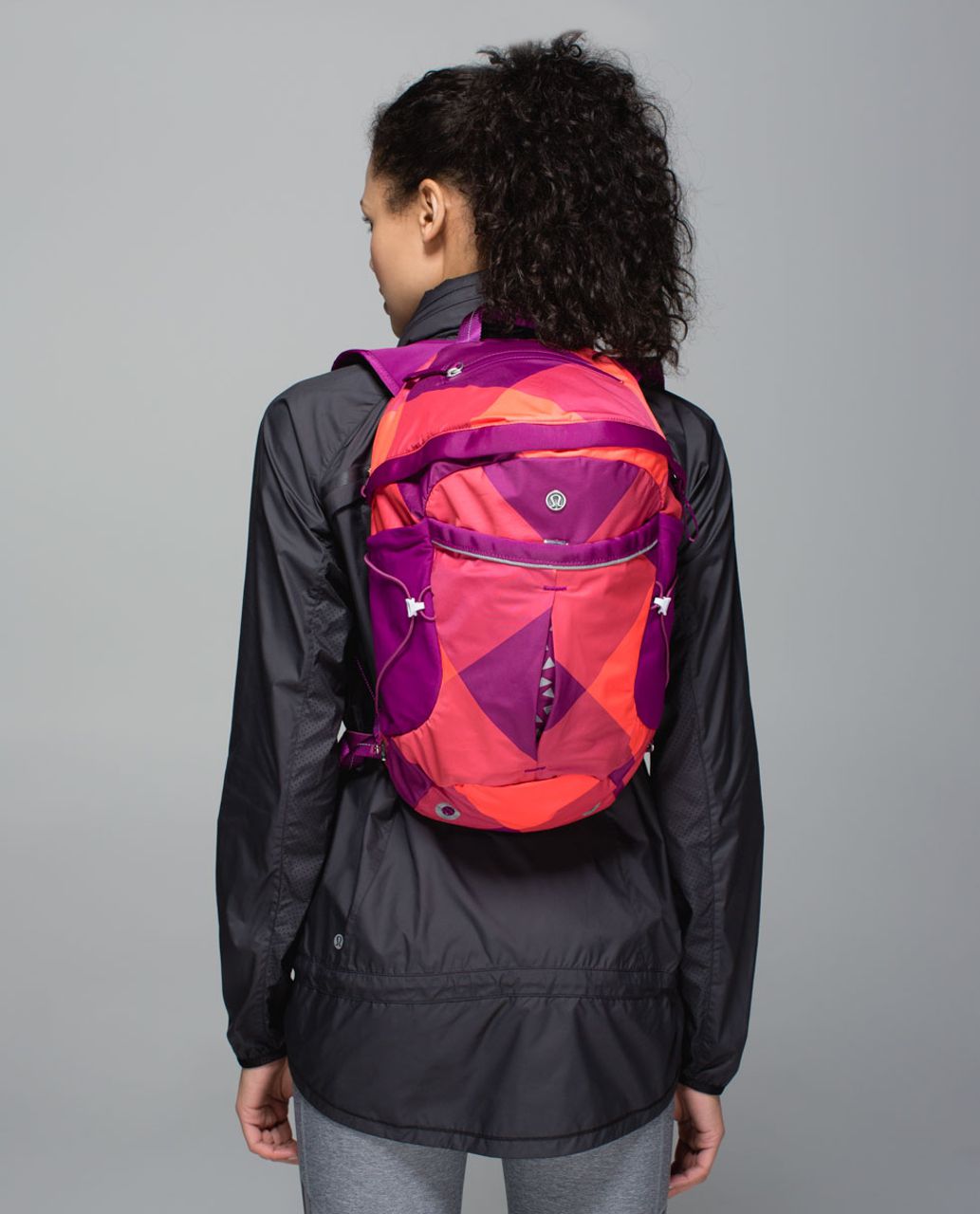 Lululemon Run All Day Backpack - Oversized Buffalo Check Electric Coral Regal Plum / Regal Plum