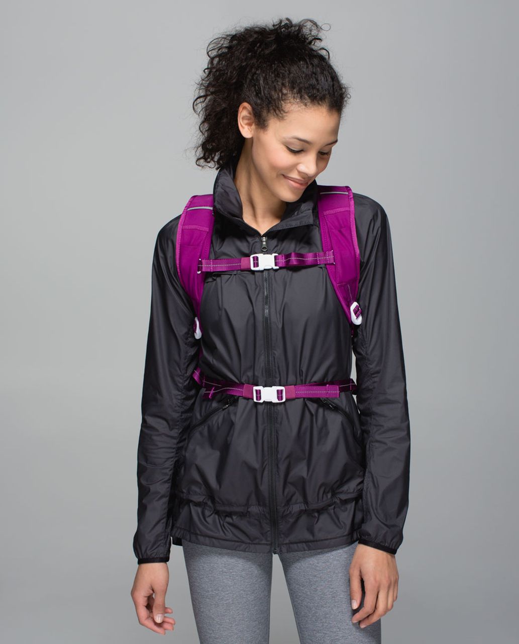 Lululemon Run All Day Backpack - Oversized Buffalo Check Electric Coral Regal Plum / Regal Plum