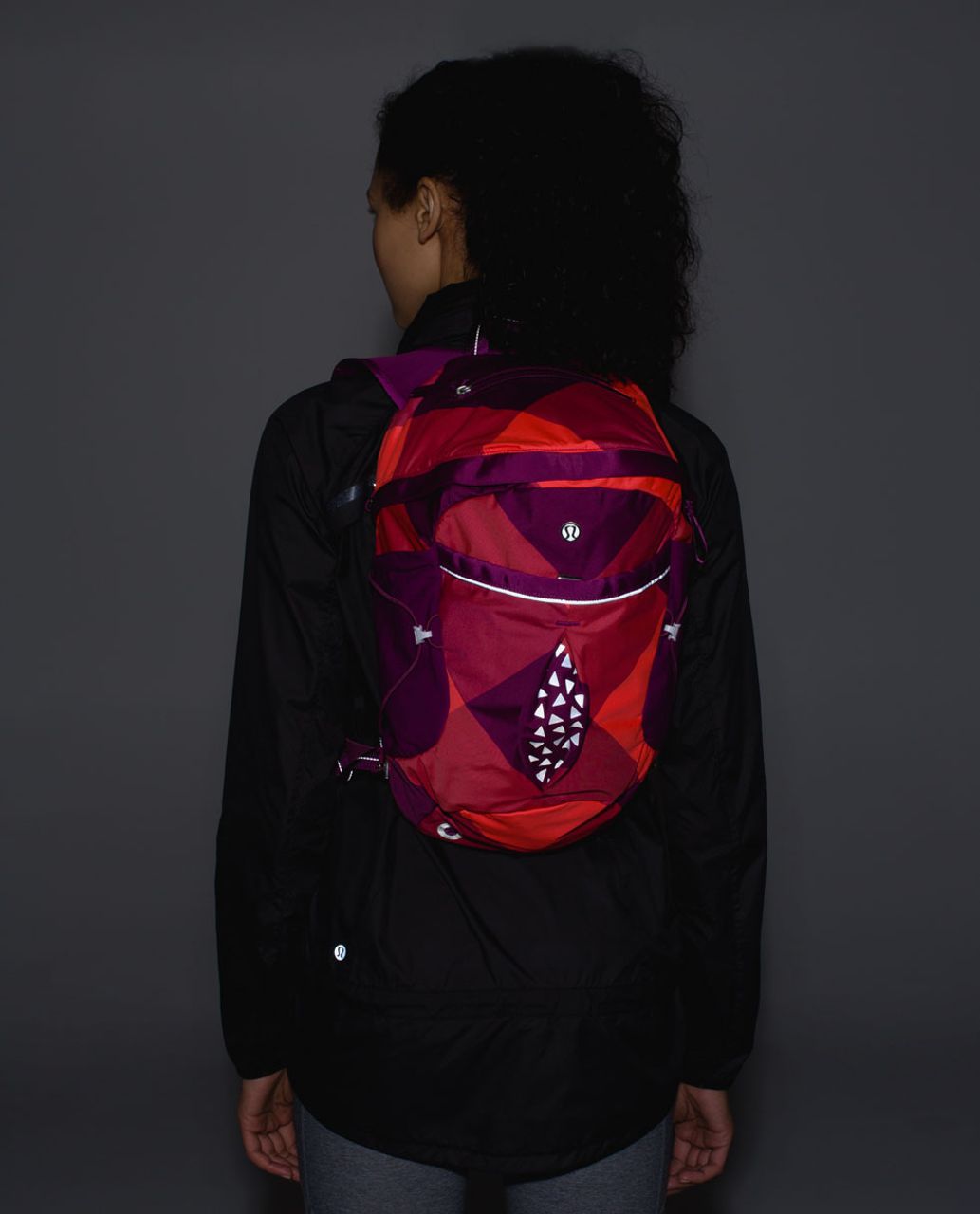 Lululemon Run All Day Backpack - Oversized Buffalo Check Electric Coral Regal Plum / Regal Plum