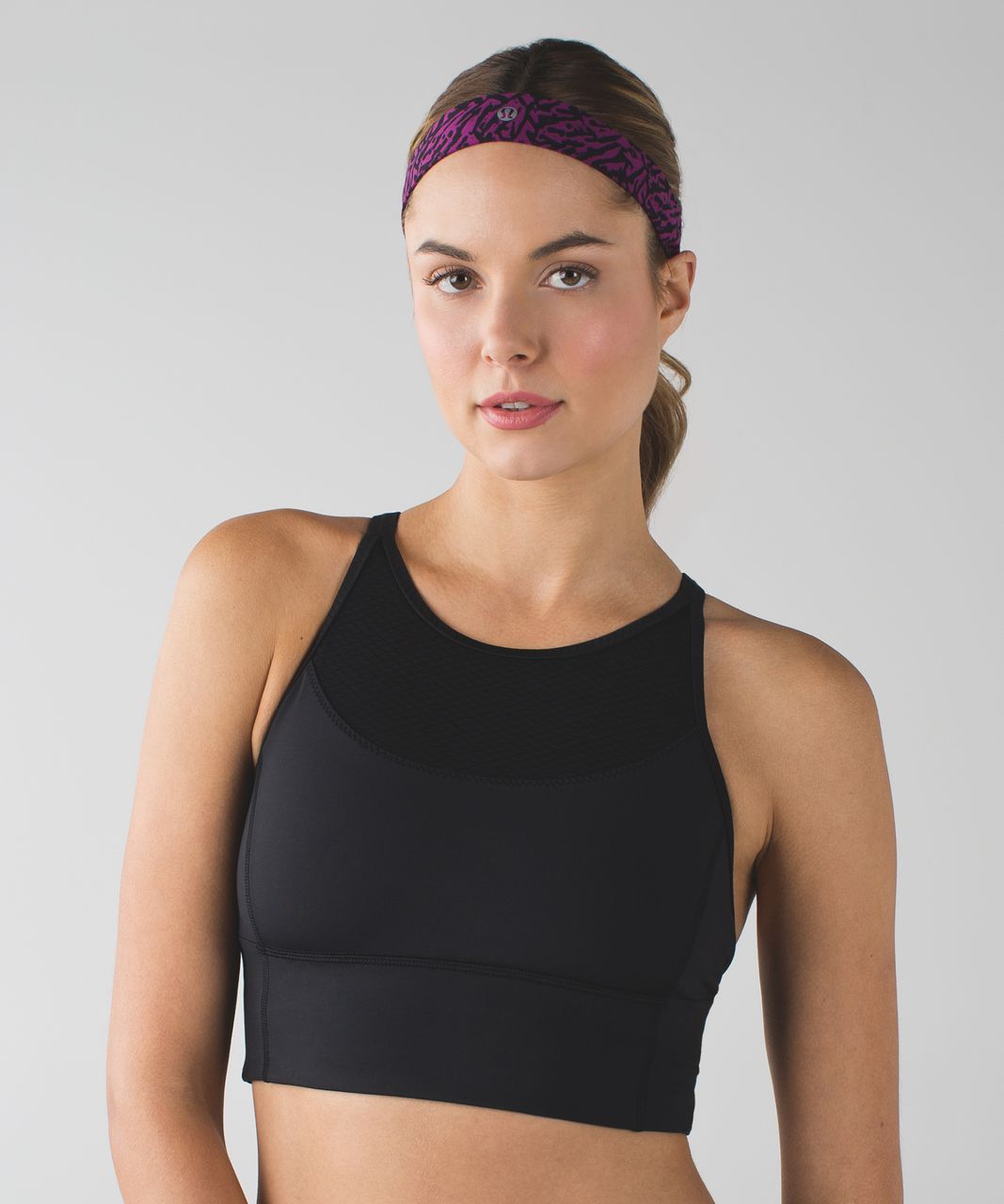 Lululemon Skinny Fly Away Tamer Headband - Mini Brushed Animal Regal Plum Deep Coal