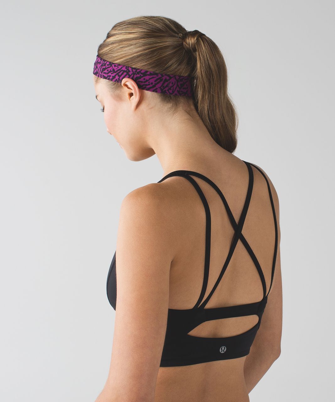 Lululemon Skinny Fly Away Tamer Headband - Mini Brushed Animal Regal Plum Deep Coal