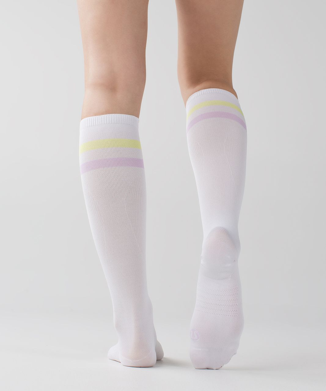 Lululemon Women's Keep It Tight Sock - Varsity Stripe White Clarity Yellow Pretty Purple