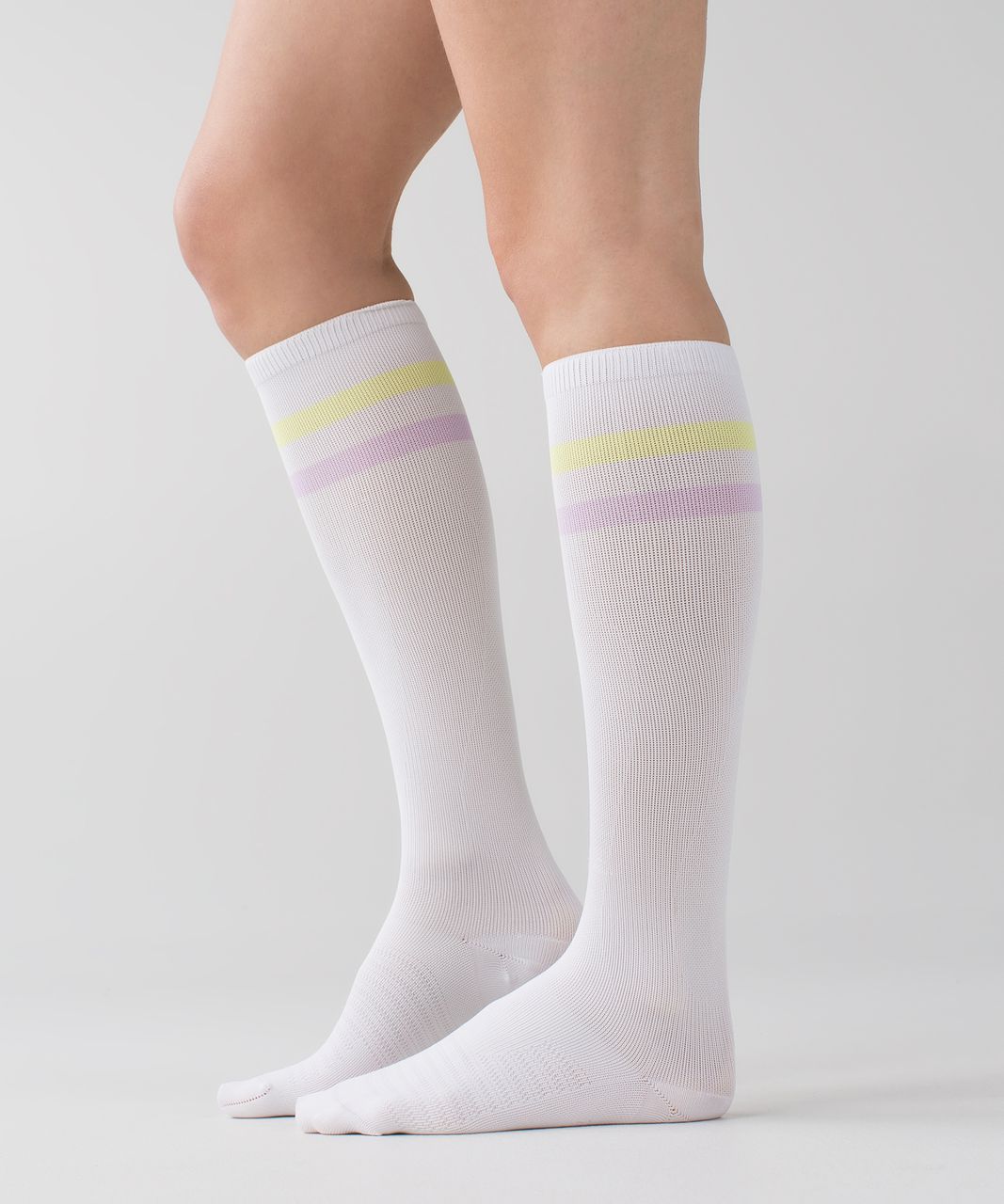 Lululemon Women's Keep It Tight Sock - Varsity Stripe White Clarity Yellow Pretty Purple