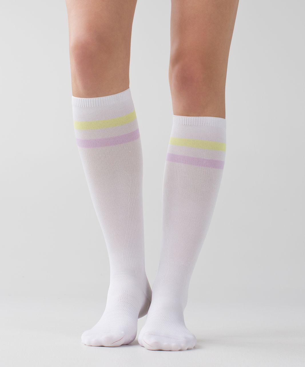 Lululemon Women's Keep It Tight Sock - Varsity Stripe White Clarity Yellow Pretty Purple