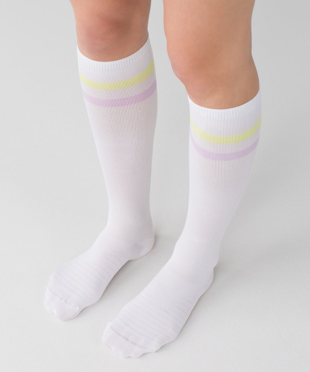 Lululemon Women's Keep It Tight Sock - Varsity Stripe White Clarity Yellow Pretty Purple