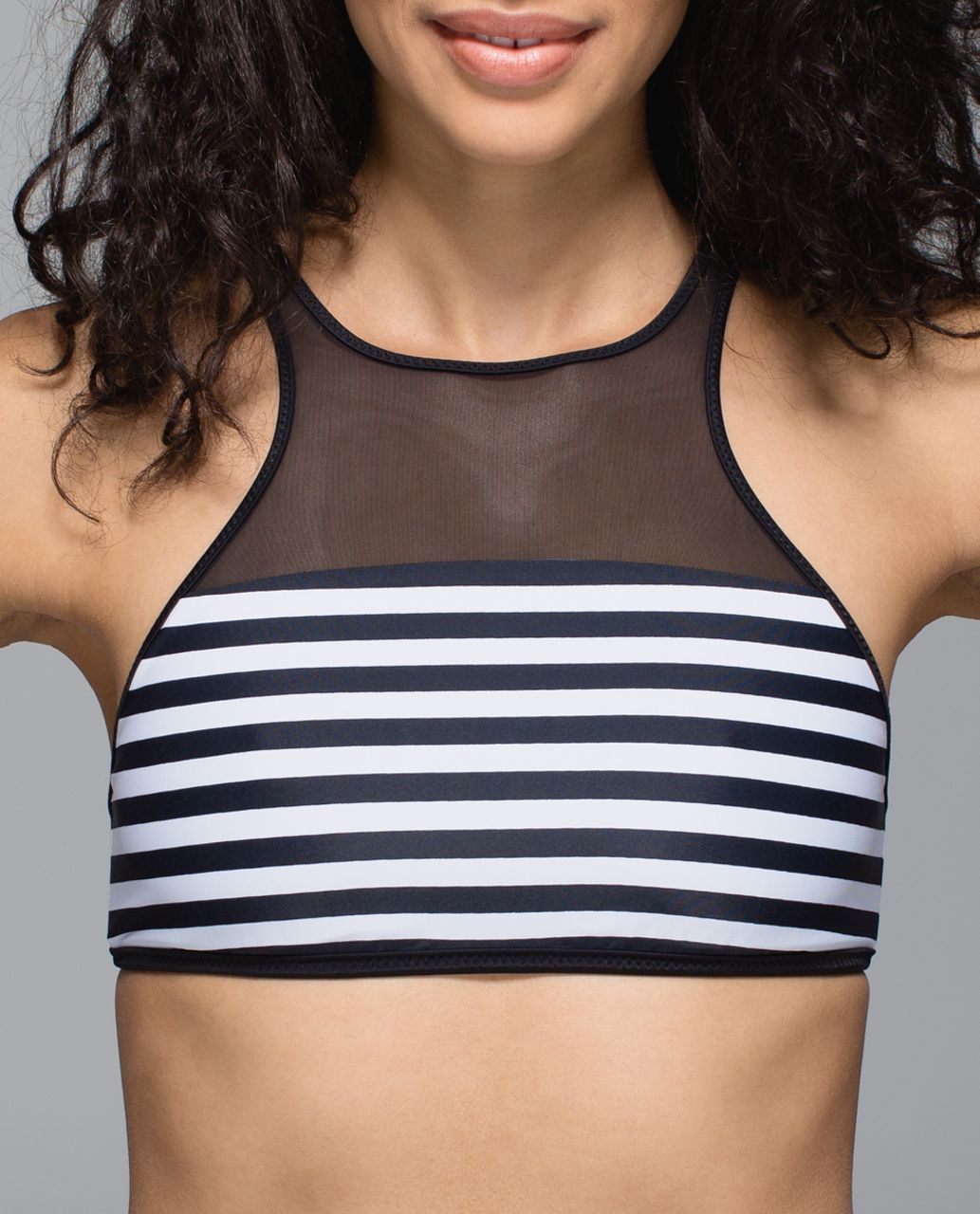 Lululemon Water:  Salty Swim Racer Top - Black / Narrow Bold Stripe Printed White Black