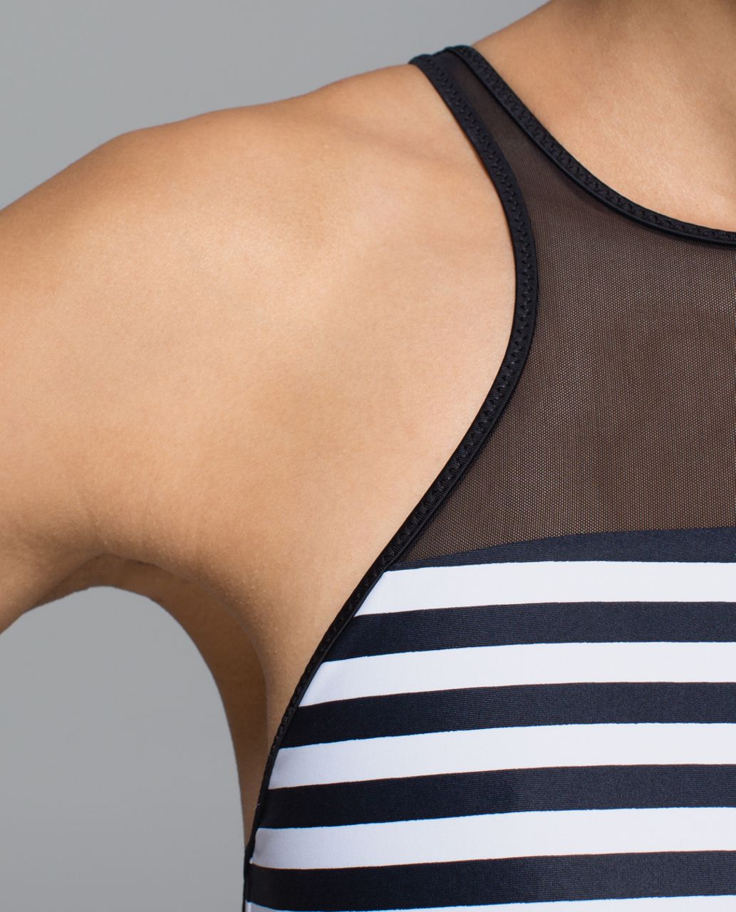 Lululemon Water:  Salty Swim Racer Top - Black / Narrow Bold Stripe Printed White Black