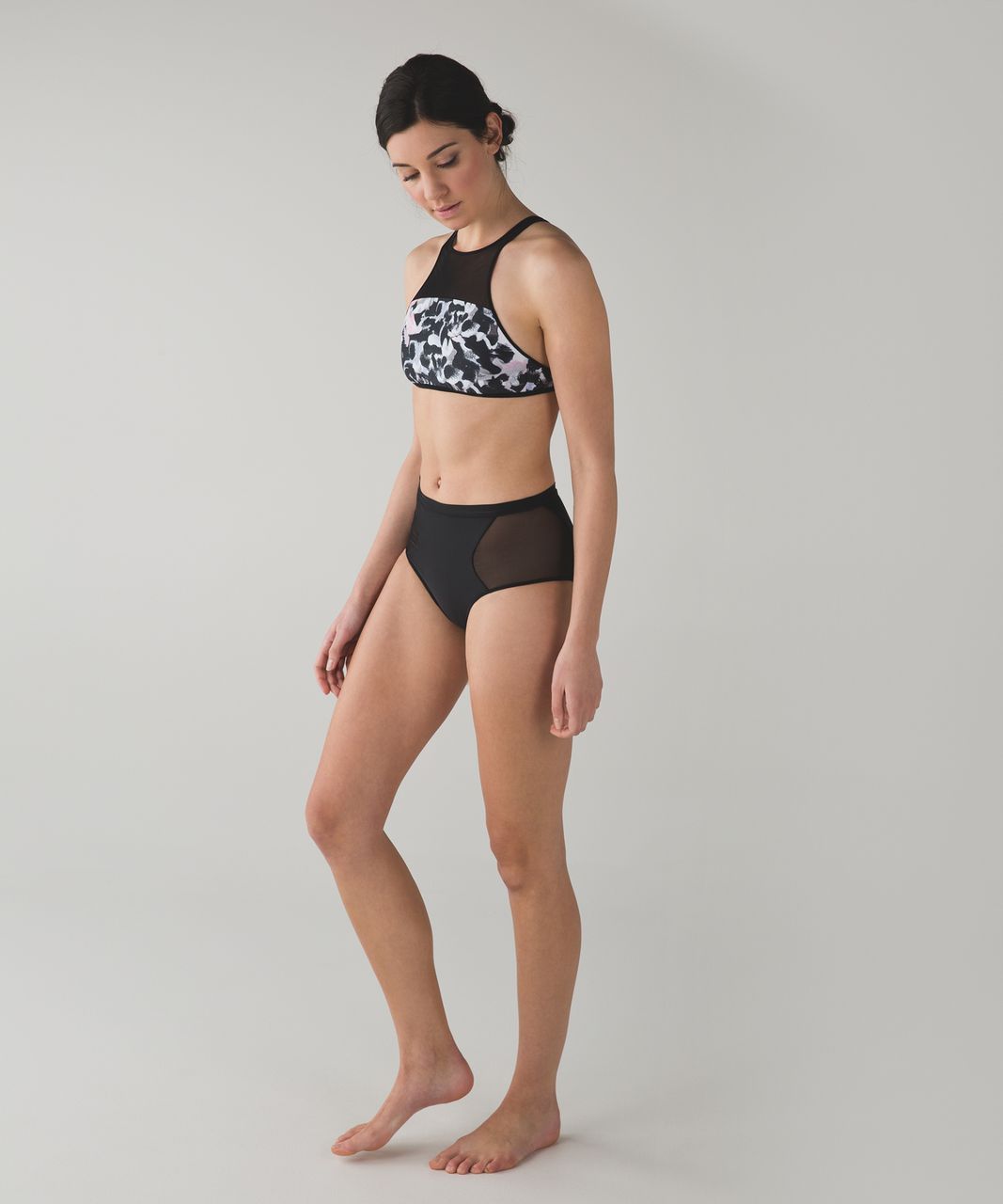 Lululemon Water:  Salty Swim Racer Top - Biggie Crosscourt Petal Black Pow Pink Light / Black / Mini Oki Heathered Print Silver Spoon Slate