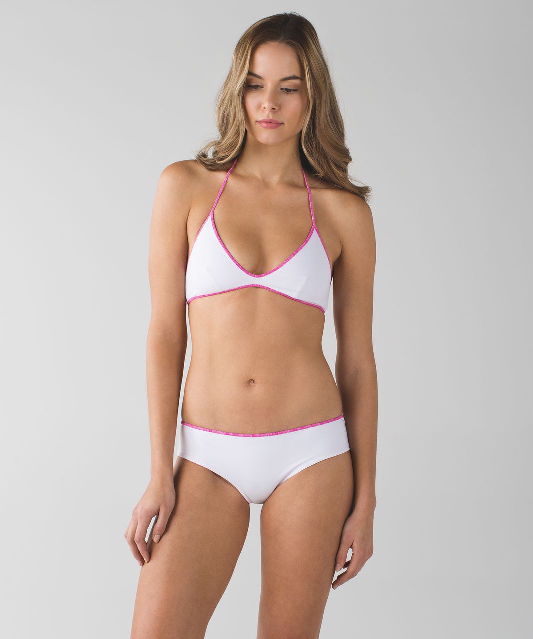 Lululemon Water:  Surf To Sand Tie Top - Mini Oki Heathered Print White Pow Pink Light / White