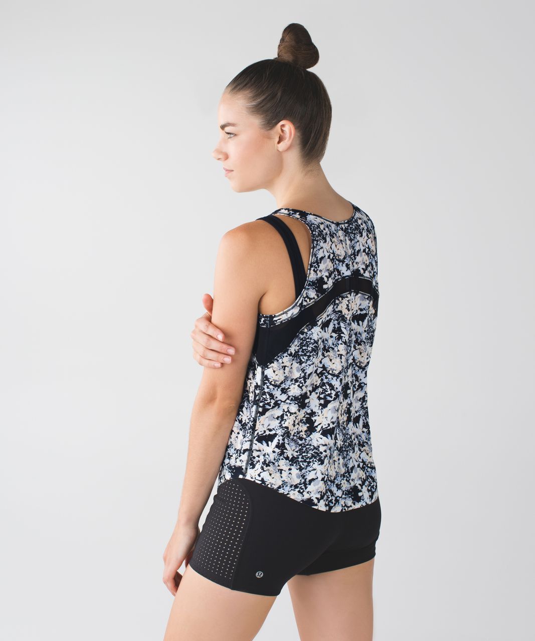 Lululemon Water:  Sun Runner Tank - Crosscourt Petal Black Clarity Yellow / Black