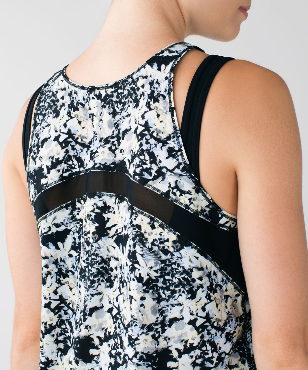 Lululemon Water:  Sun Runner Tank - Crosscourt Petal Black Clarity Yellow / Black