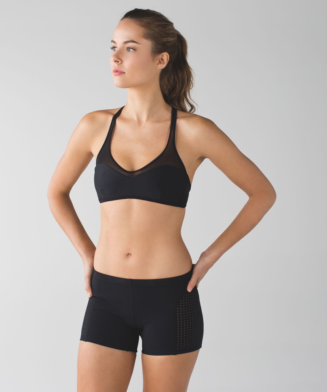 Lululemon Water:  Salty Swim Sport Top - Black / Narrow Bold Stripe Printed White Black