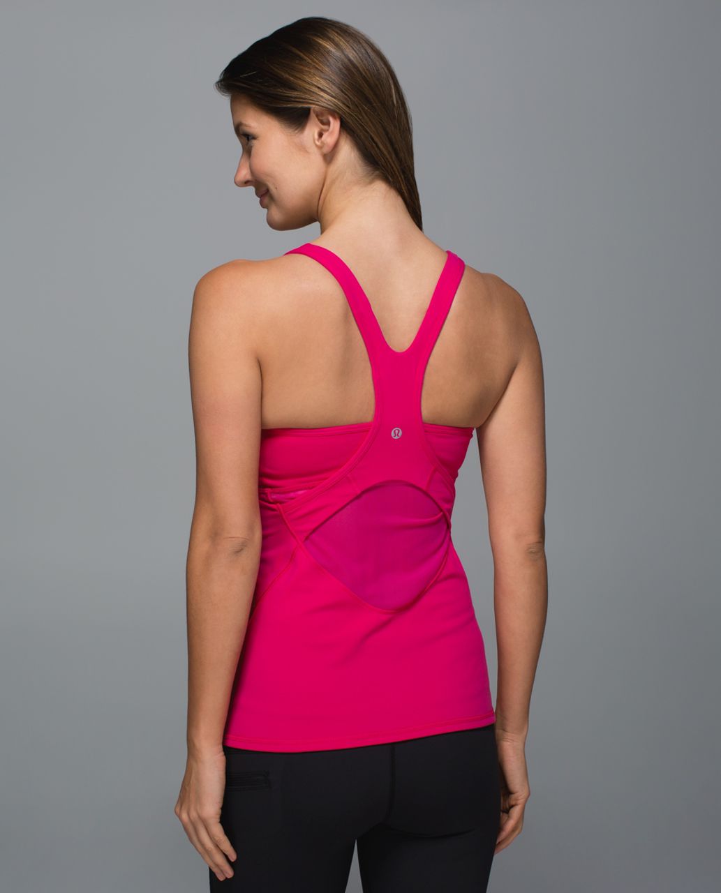 Lululemon Cross Back Tank Top Women's 4 Pink Flower Built In Bra Nulu No  Pads