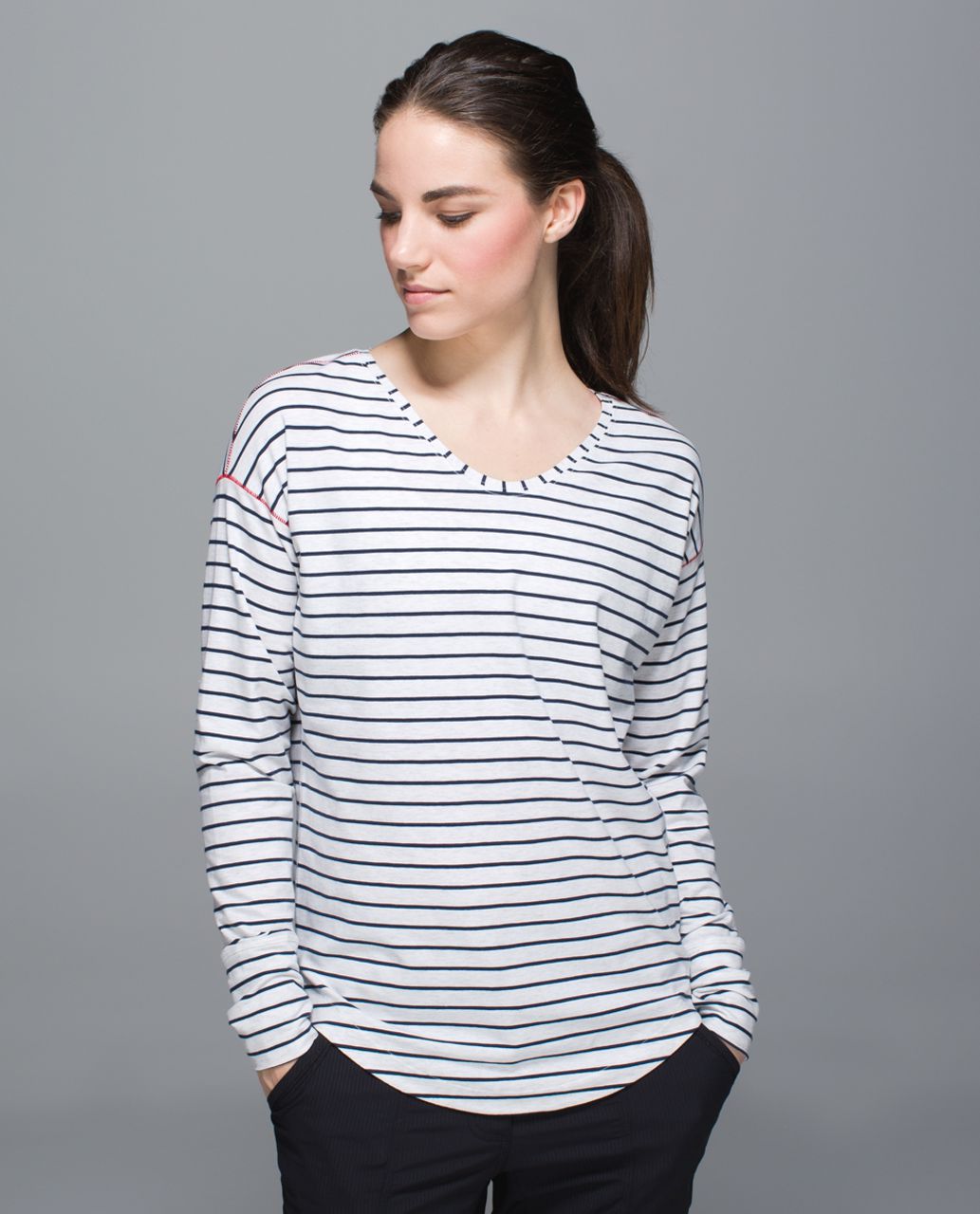 lululemon black and white striped long sleeve