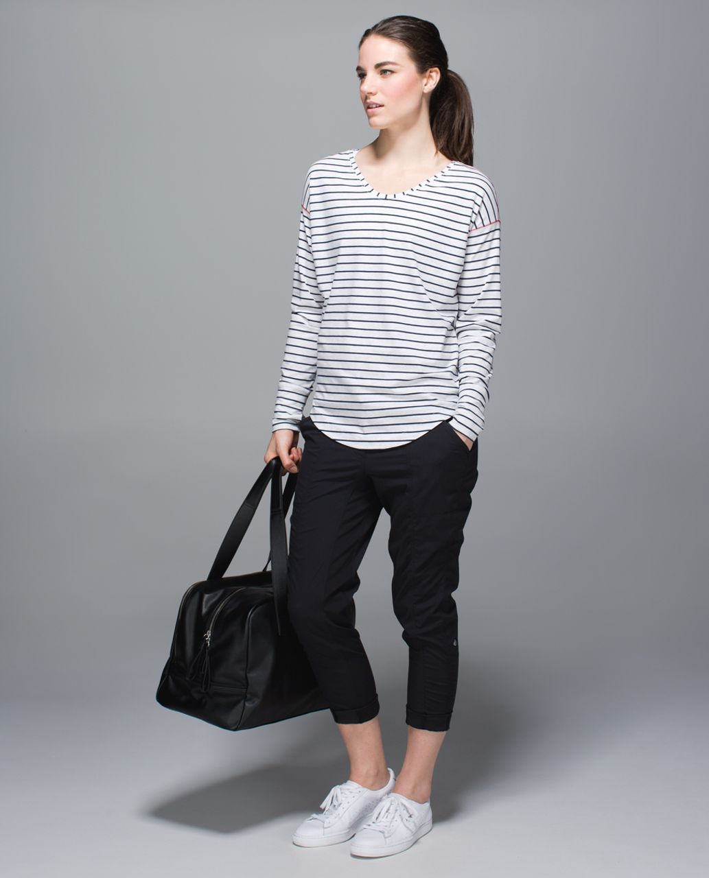 Lululemon Weekend Long Sleeve - Heathered White / Deep Navy - lulu fanatics