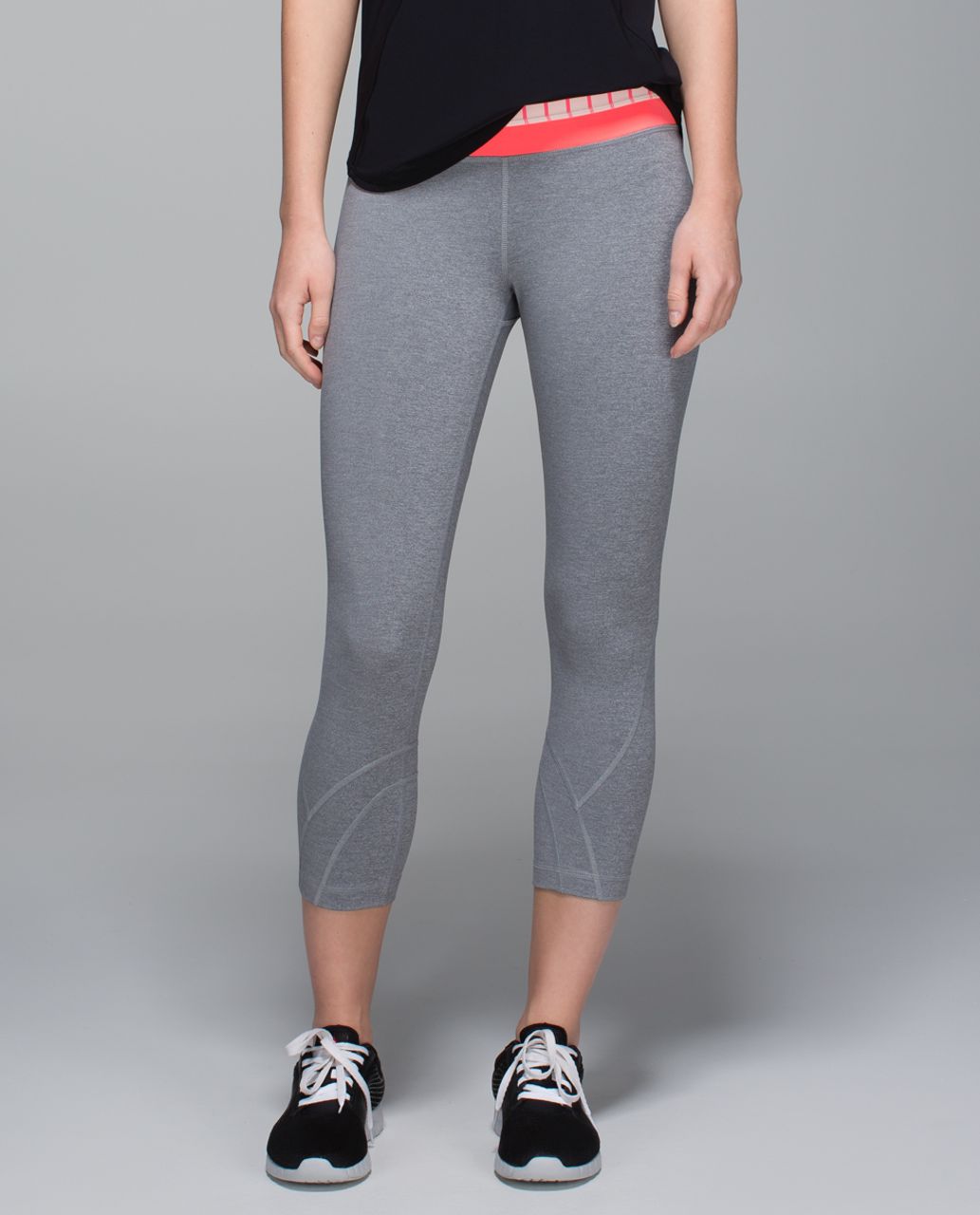 Lululemon Run:  Inspire Crop II *All Luxtreme - Heathered Slate / Parallel Stripe Butter Pink Electric Coral