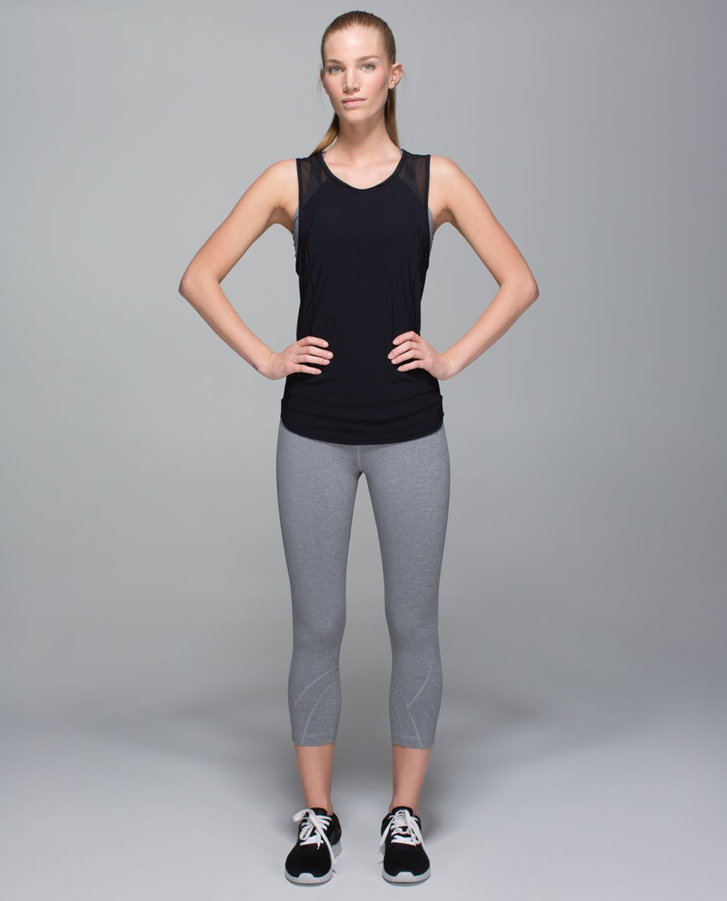 Lululemon Run:  Inspire Crop II *All Luxtreme - Heathered Slate / Parallel Stripe Butter Pink Electric Coral