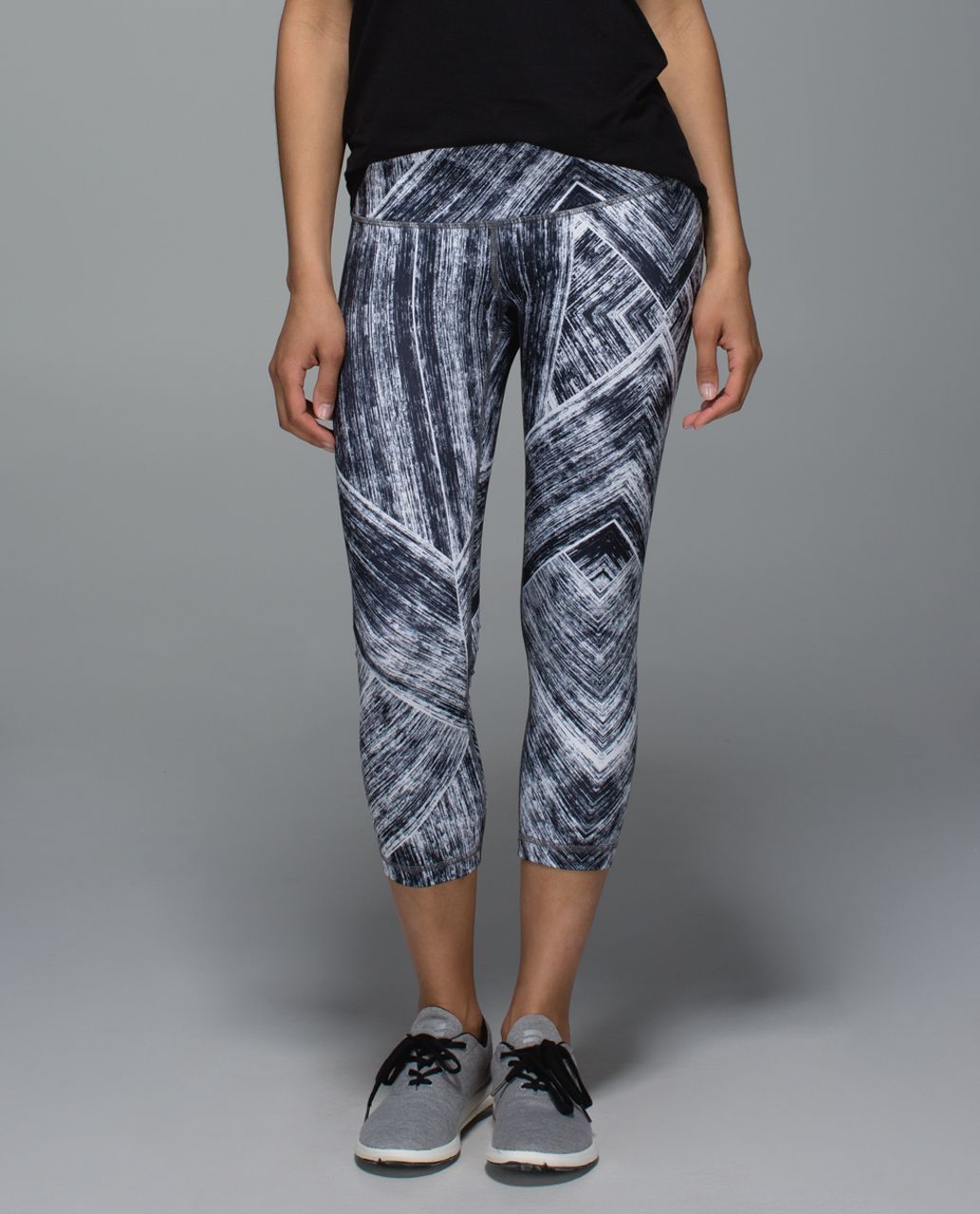 Lululemon Wunder Under Crop II *Full-On Luon - Heat Wave White Black