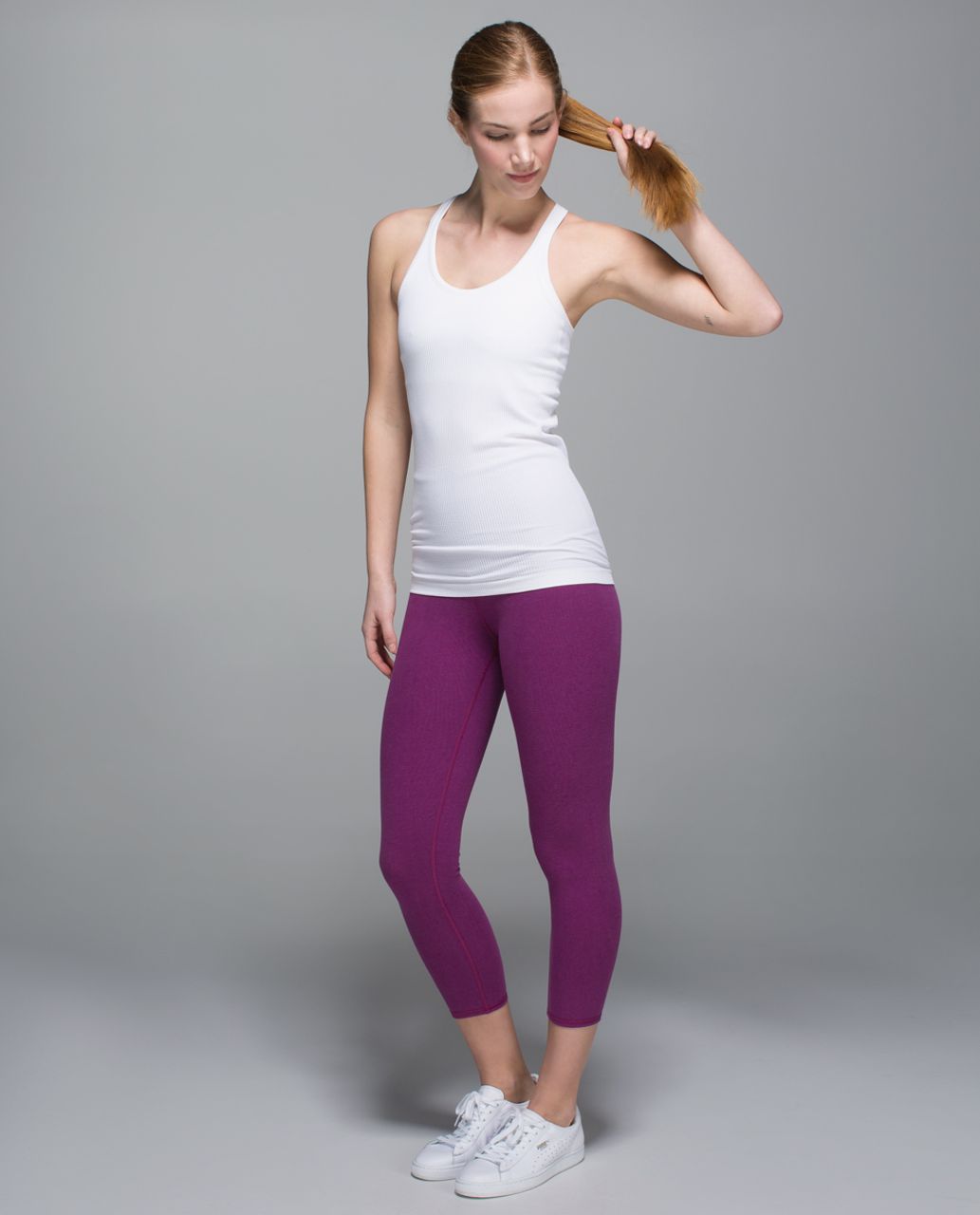 Lululemon Wunder Under Crop II *Cotton (Roll Down) - Heathered Regal Plum