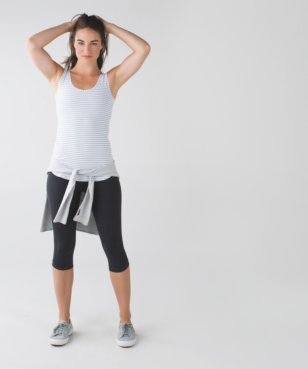 Lululemon Straight Up Tank - Classic Stripe White Silver Fox