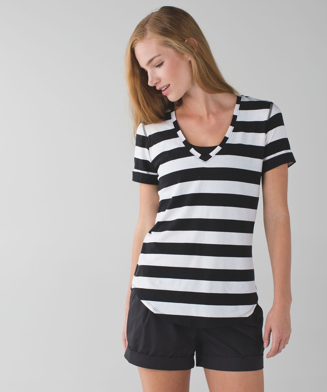 Lululemon Love Tee II - Straightup Stripe Black White