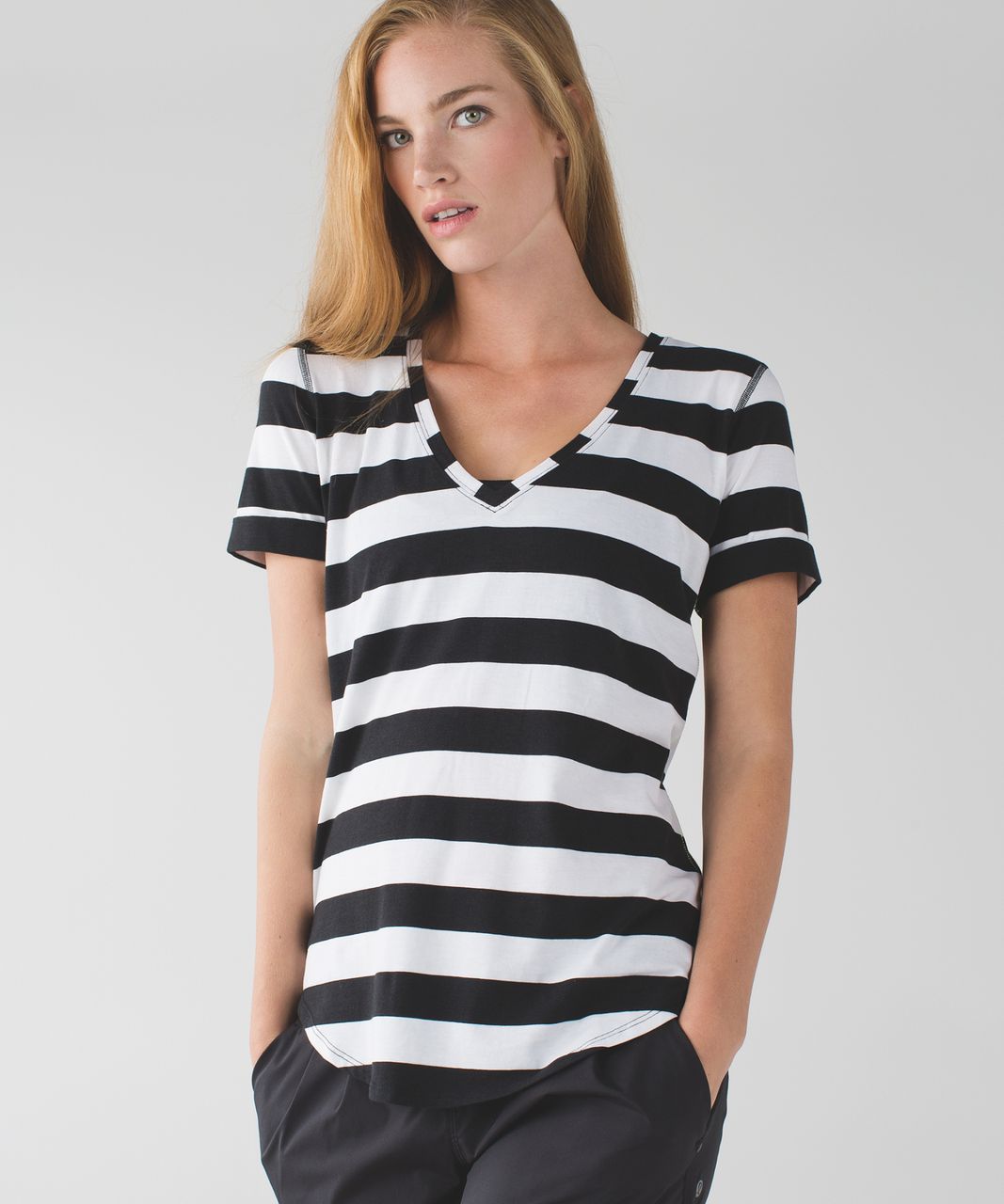 Lululemon Love Tee II - Straightup Stripe Black White