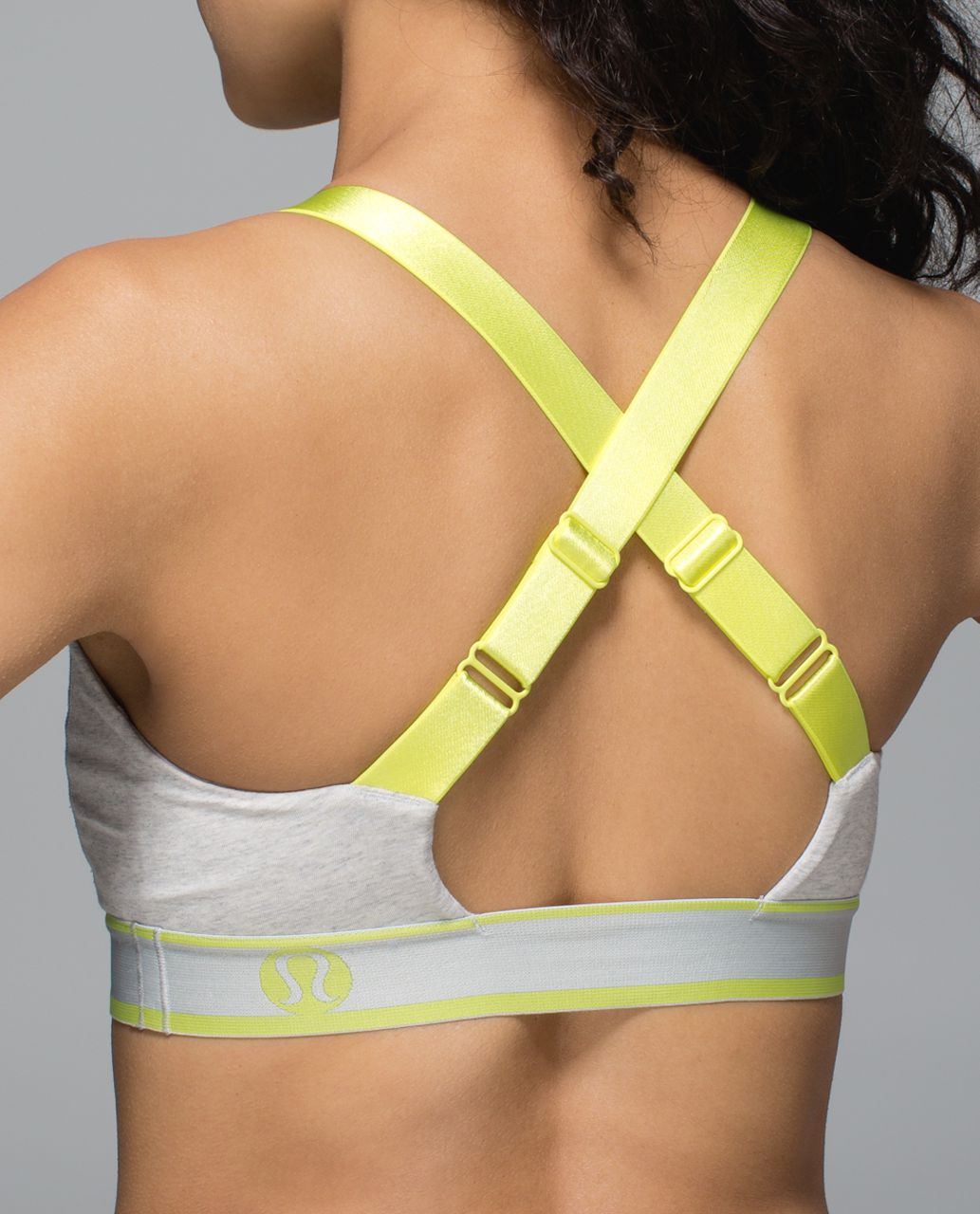 Lululemon Inner Essence Bra - Heathered Light Grey / Silver Spoon / Clarity Yellow