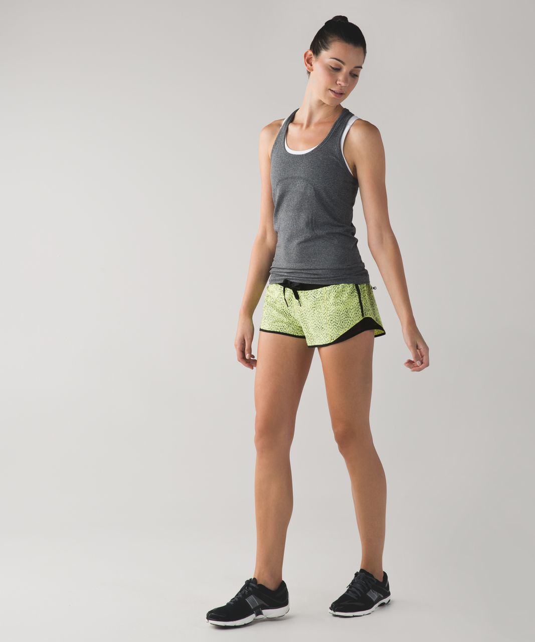 Lululemon Hotty Hot Short - Dottie Dash Clarity Yellow Black / Black