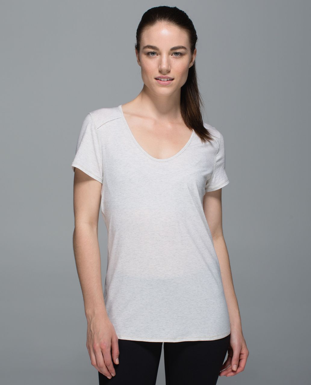 Lululemon Superb Short Sleeve Tee - Wee Stripe Heathered Light Grey White