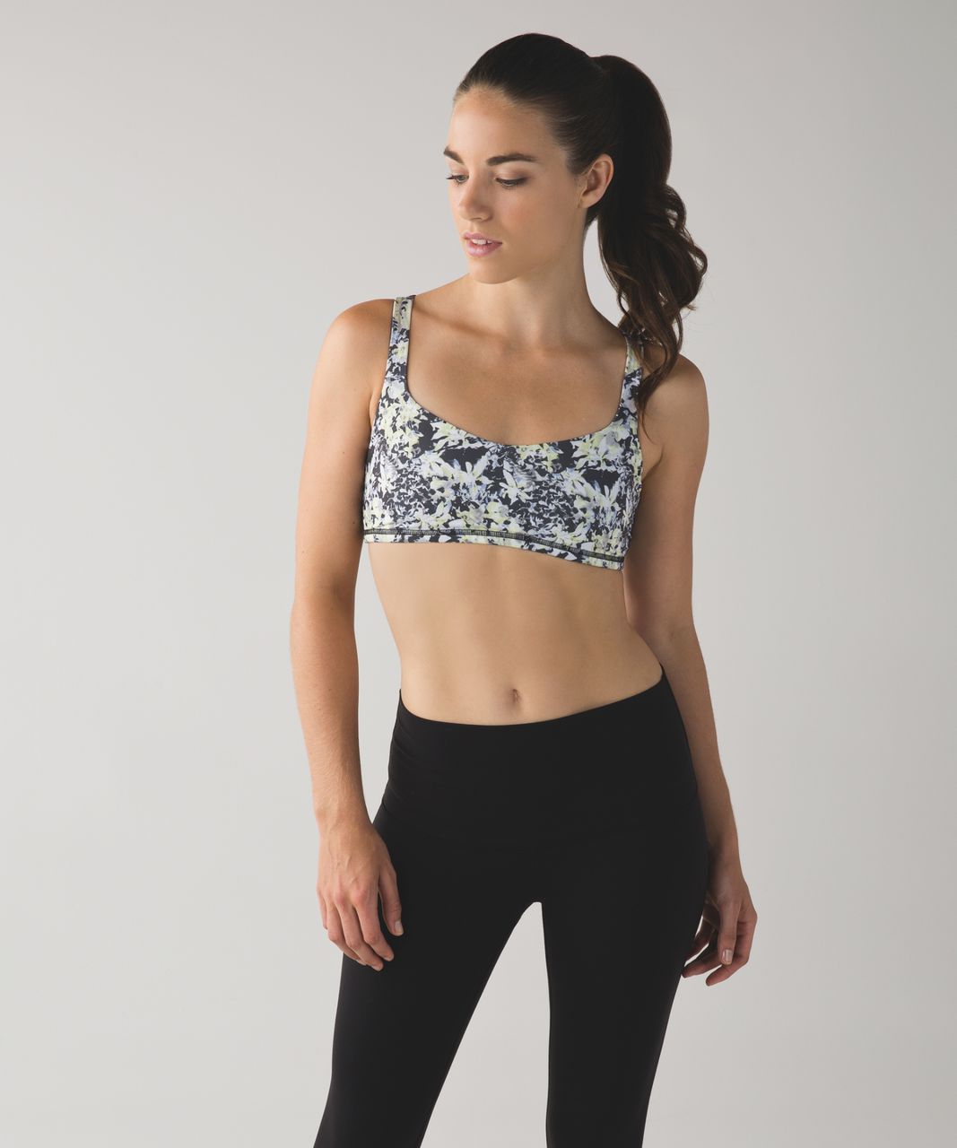 Lululemon Free To Be Bra - Crosscourt Petal Black Clarity Yellow