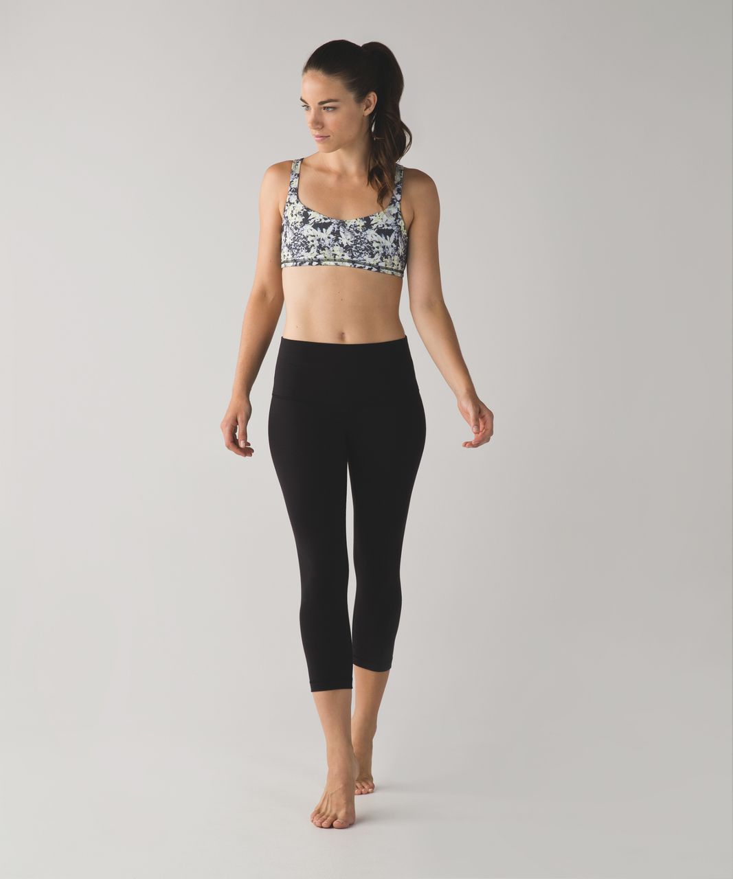 Lululemon Free To Be Bra - Crosscourt Petal Black Clarity Yellow