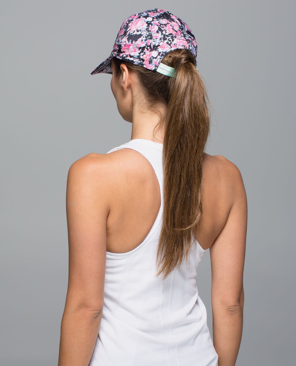 Lululemon Race To Win Run Hat - Crosscourt Petal Black Pow Pink Light / Sea Mist