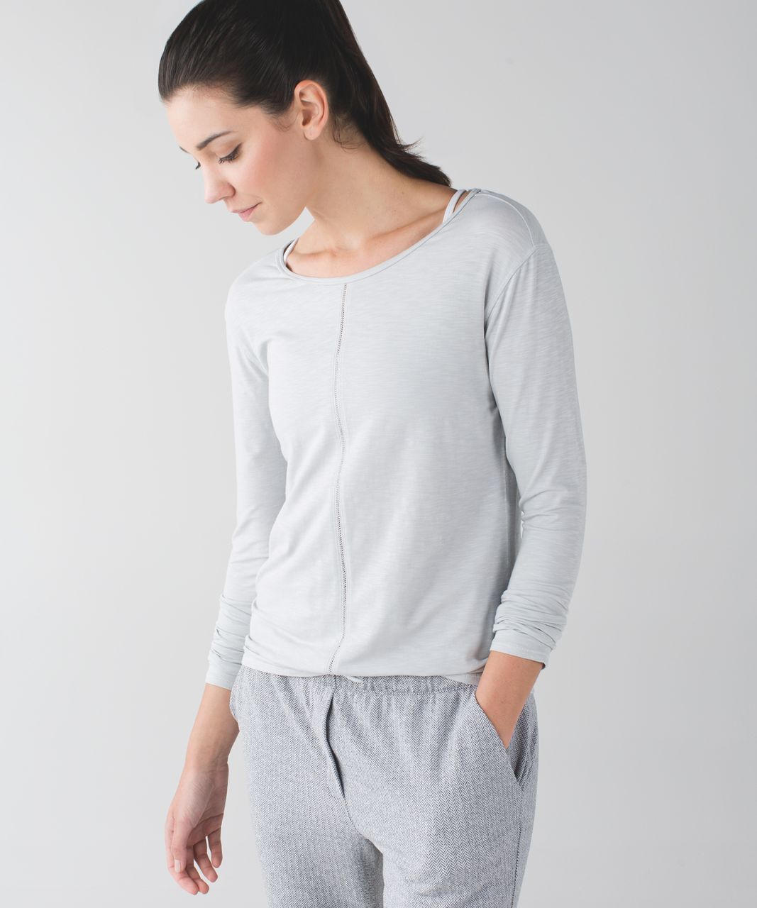 Lululemon Superb Long Sleeve Tee - Silver Spoon