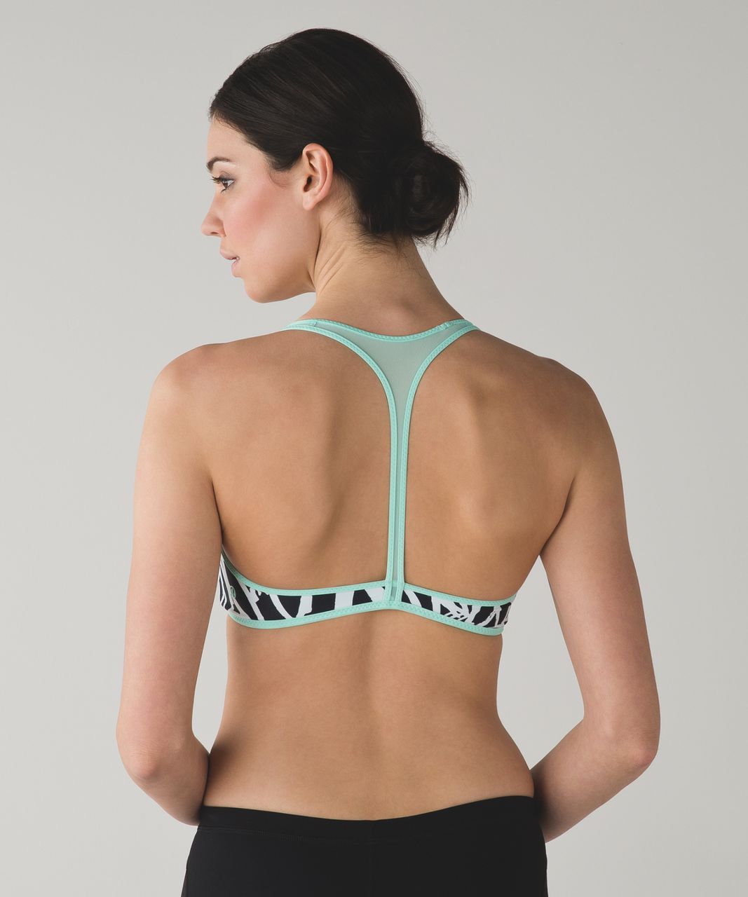 Lululemon Water:  Salty Swim Sport Top - Toothpaste / Sketch Palm White Black