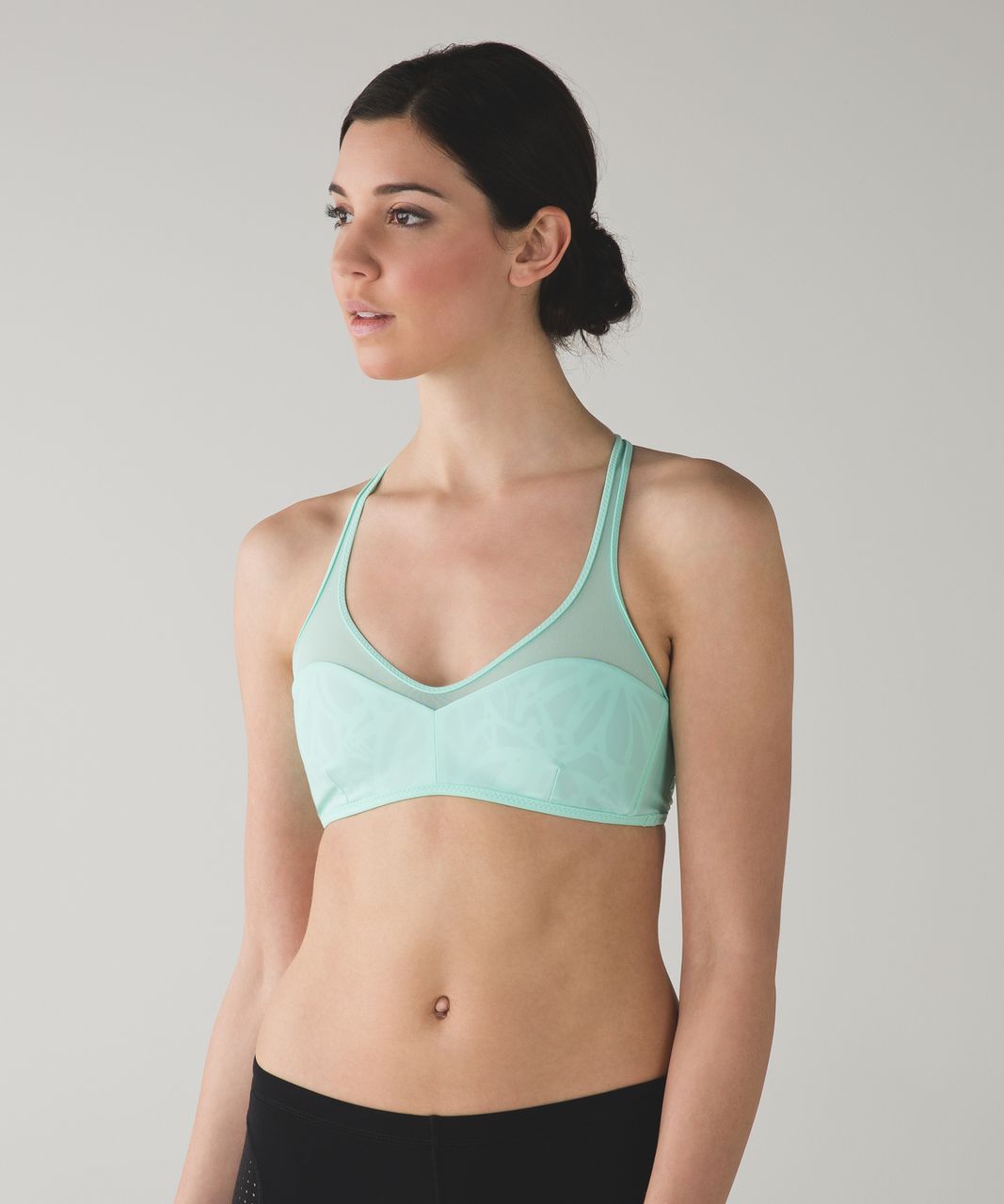 Lululemon Water:  Salty Swim Sport Top - Toothpaste / Sketch Palm White Black