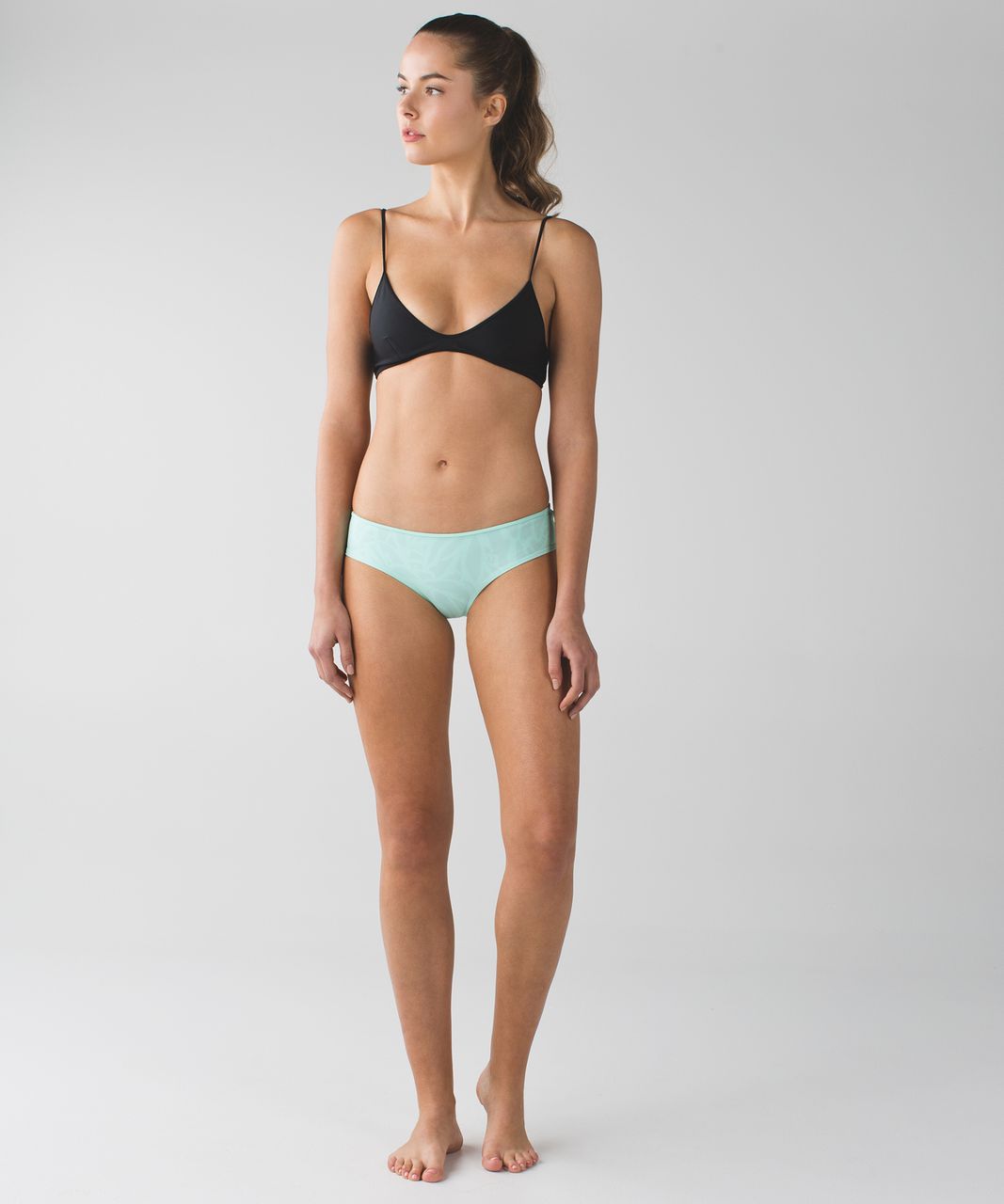 Lululemon Water:  Salty Swim Hipster - Toothpaste / Sketch Palm White Black