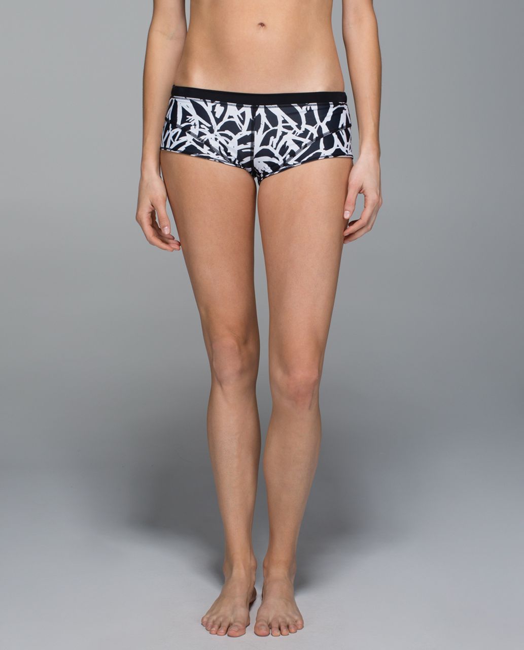 Lululemon Water:  Surf To Sand Boy Short - Sketch Palm White Black / Black