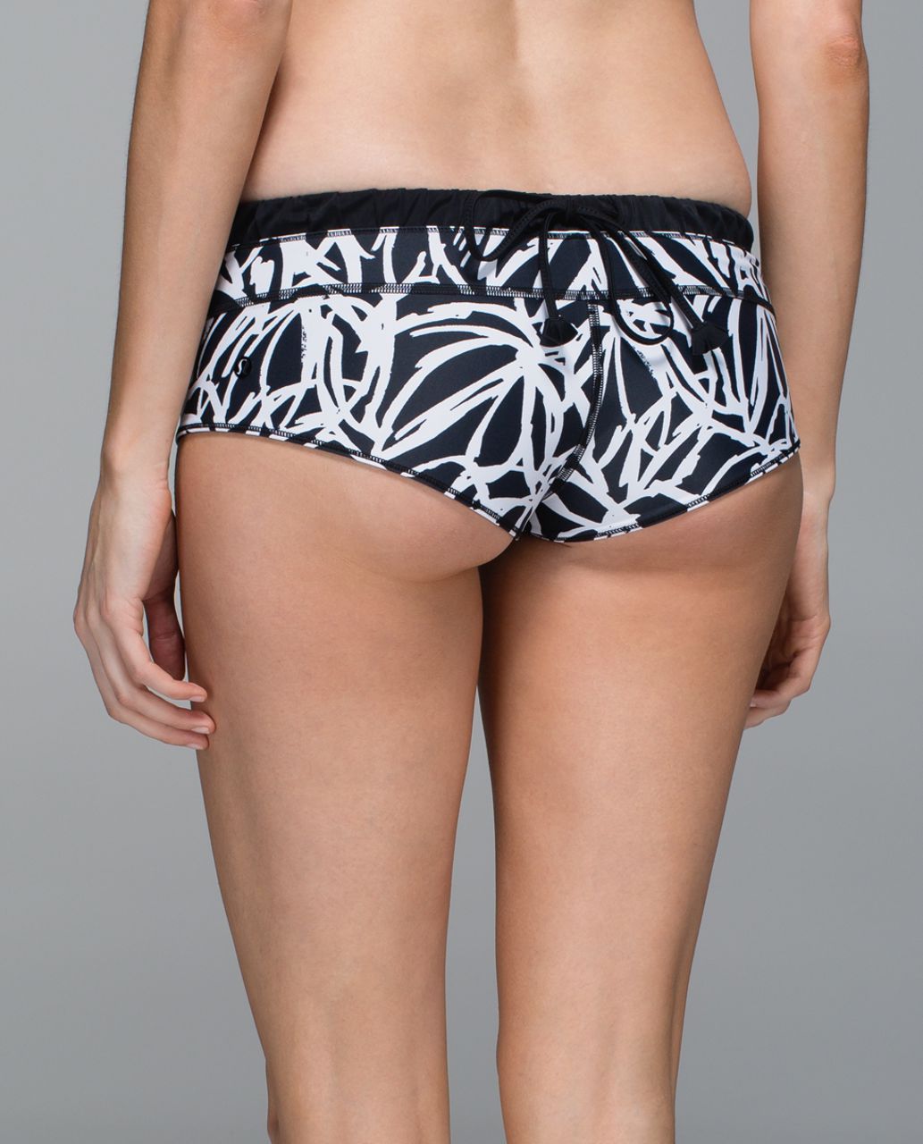 Lululemon Water:  Surf To Sand Boy Short - Sketch Palm White Black / Black