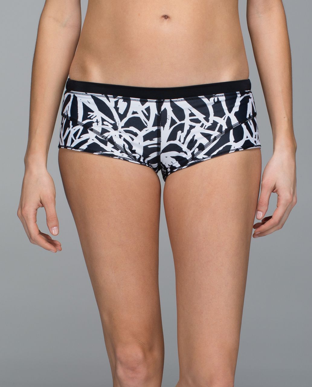 Lululemon Water:  Surf To Sand Boy Short - Sketch Palm White Black / Black