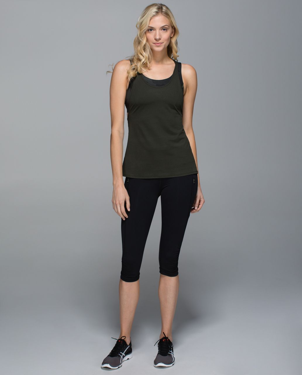 Lululemon All Sport Support Tank - Gator Green / Palm Party Gator Green Black