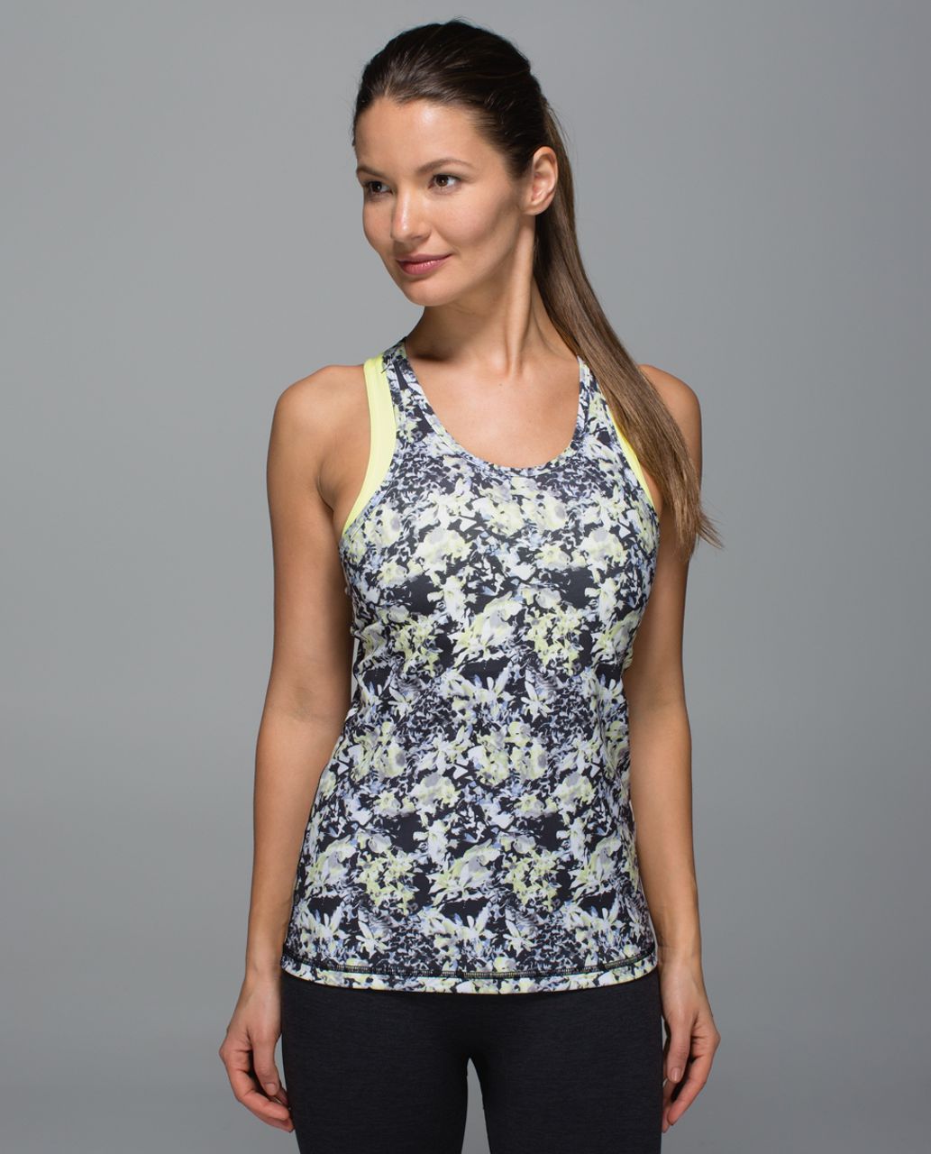 Lululemon Inspiration Tank II - Crosscourt Petal Black Clarity Yellow / Clarity Yellow