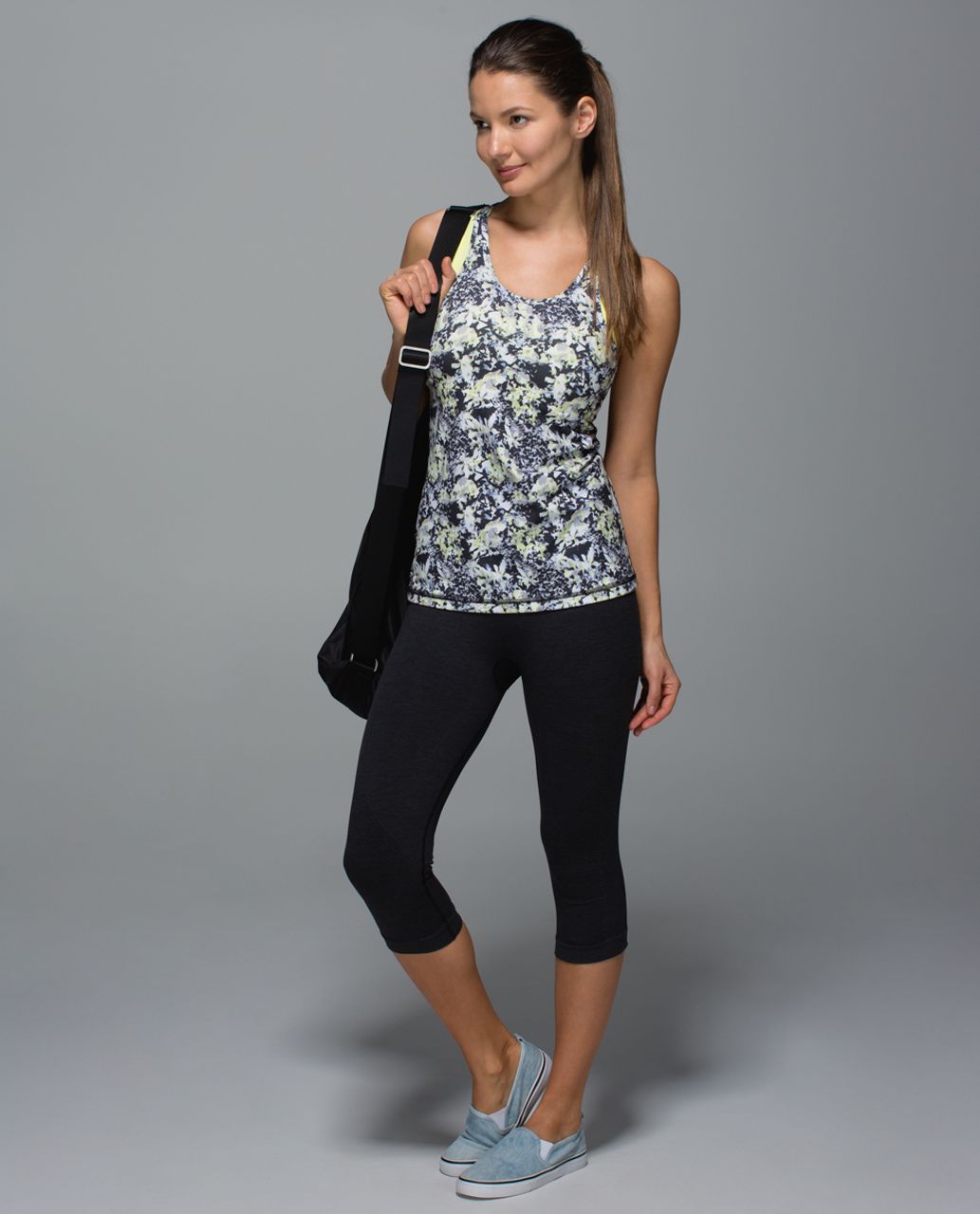 Lululemon Inspiration Tank II - Crosscourt Petal Black Clarity Yellow / Clarity Yellow