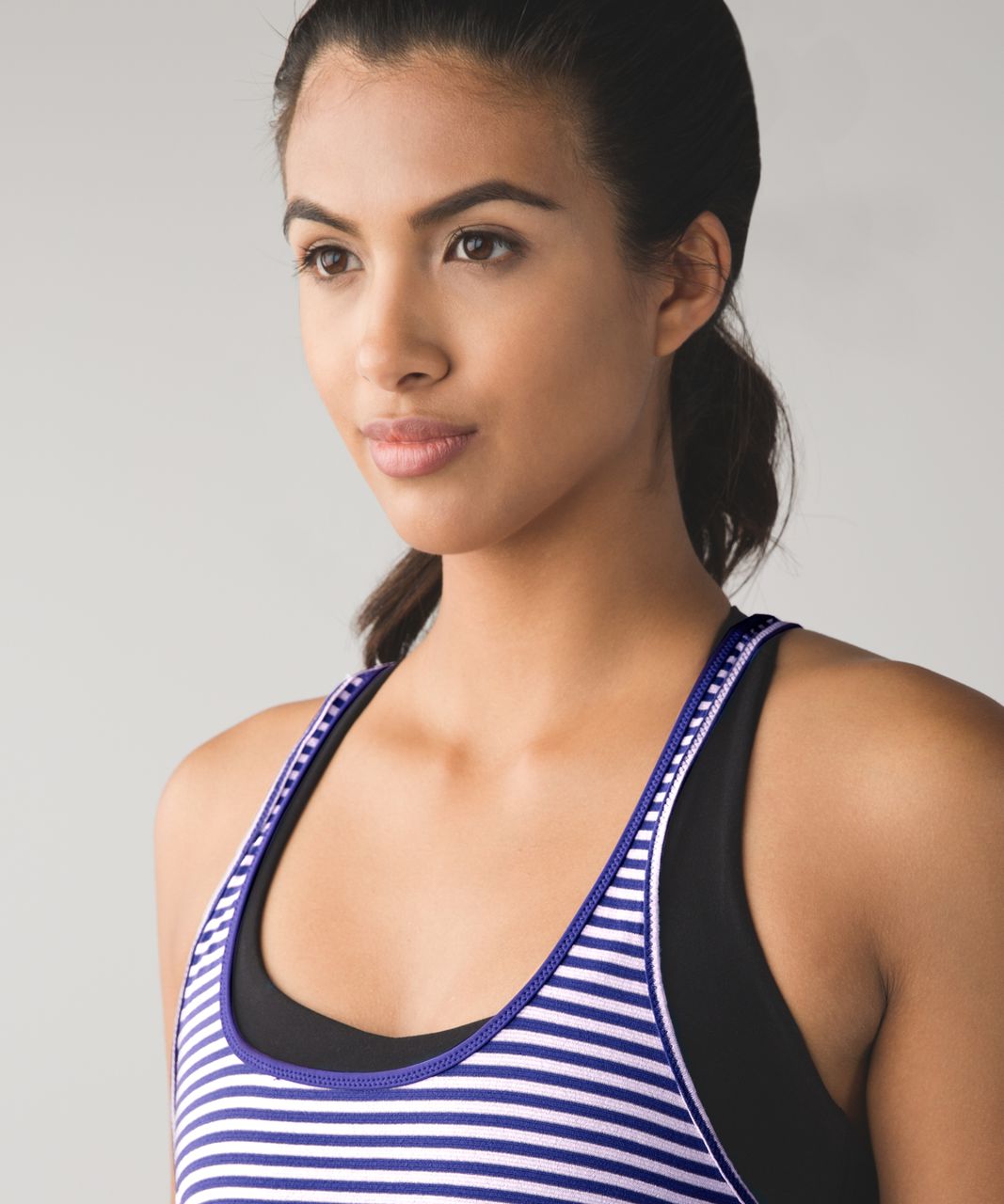 Lululemon What The Sport Singlet - Silver Stripe Iris Flower Pretty Purple