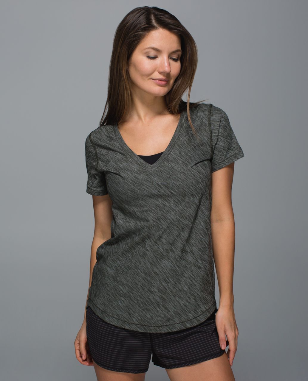 Lululemon What The Sport Tee - Heathered Gator Green