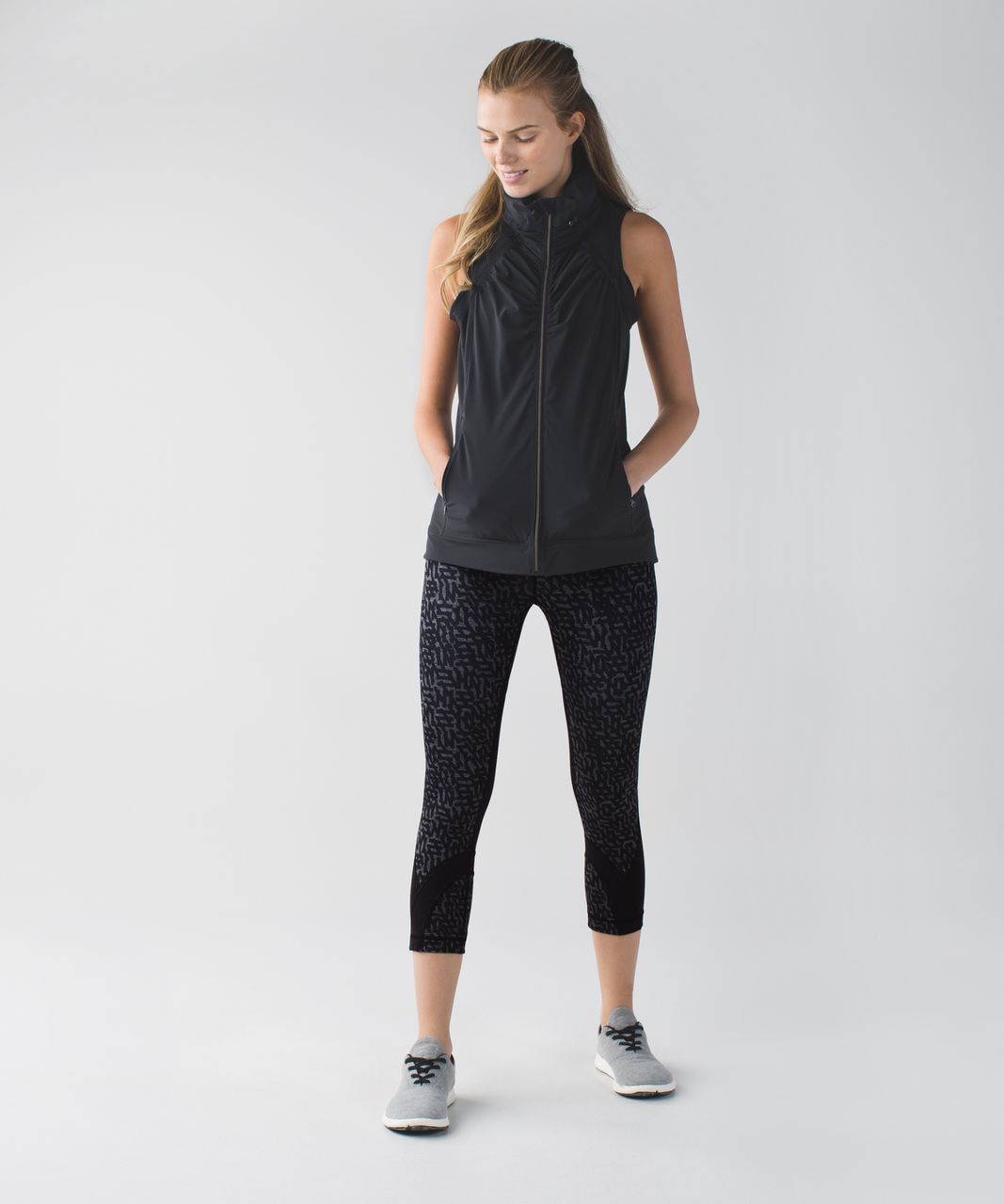 Lululemon Run:  Inspire Crop II *Full-On Luxtreme *Block-It Pocket - Heathered Net Pop Black Multi / Black