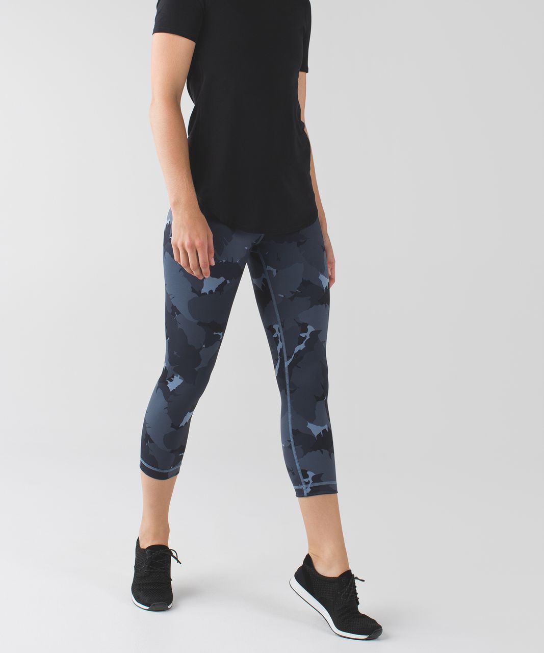 Lululemon Wunder Under Crop II *Full-On Luon - Palm Party Blue Denim Black